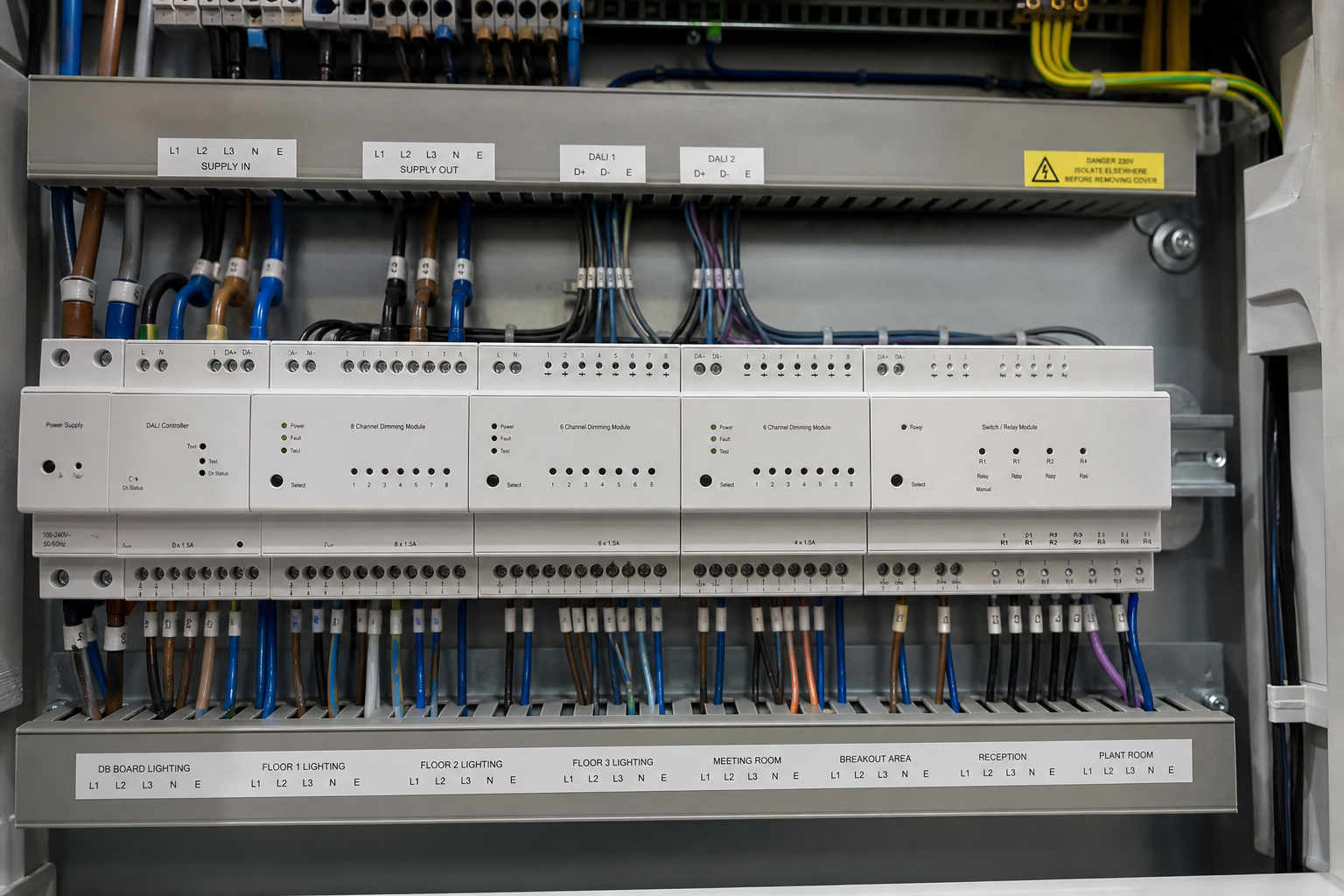 Module labels inside a distribution board